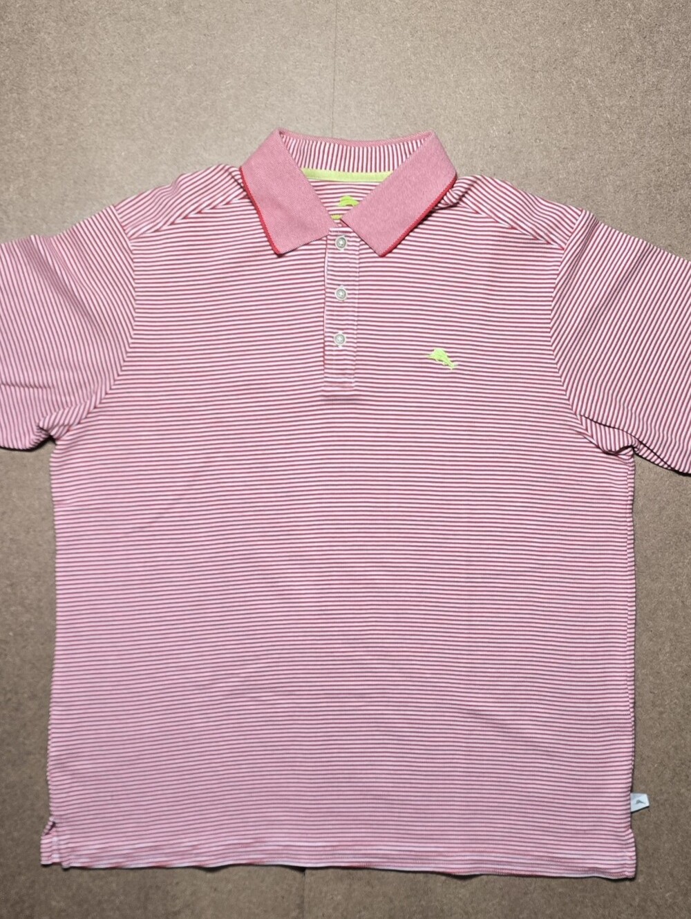 Tommy Bahama short-sleeve polo shirt  Men Size M Striped Havana Red White